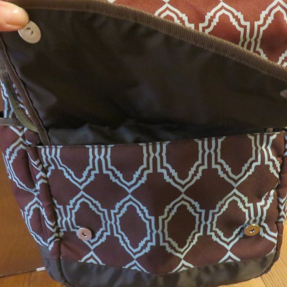 timi & leslie rust/blue graphic print backpack/shoulder baby bag, nwot - Picture 2 of 11